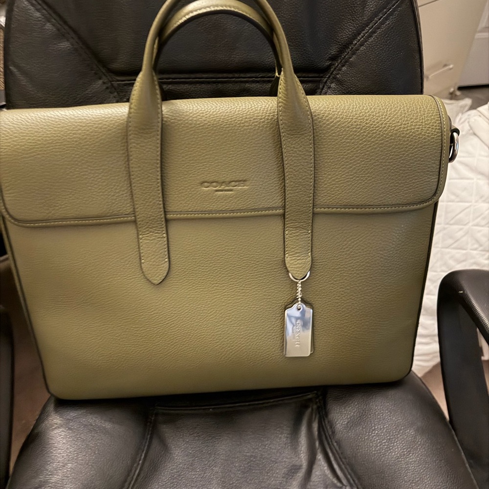 Coach Sage Green Leather Briefcase